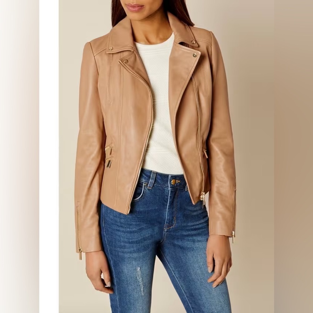 NWT Karen Millen Blush Leather Jacket.$400